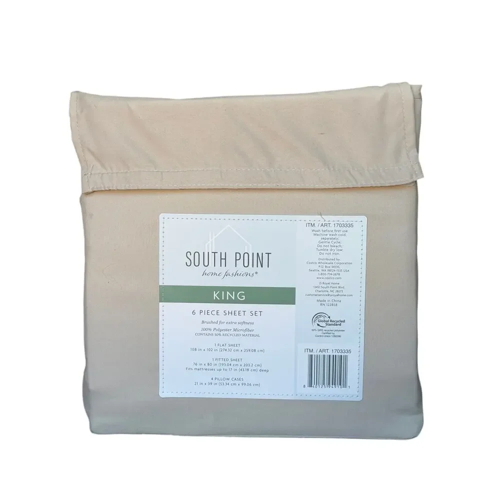 South Point sheets king 6 piece extra soft beige new